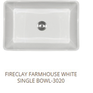 Fireclay Farmhouse White Single Bowl 3020
